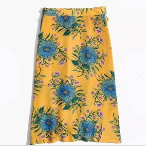Silk Side-Button Skirt in Painted Blooms